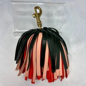 Clare V.  Leather Pom Pom Tassel Keychain Charm